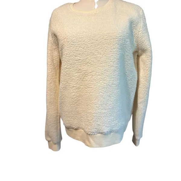 Lucky Brand Cream Fleece Sherpa Top NWT SZ Med Long Sleeves Minimalist Lagenlook - Image 3