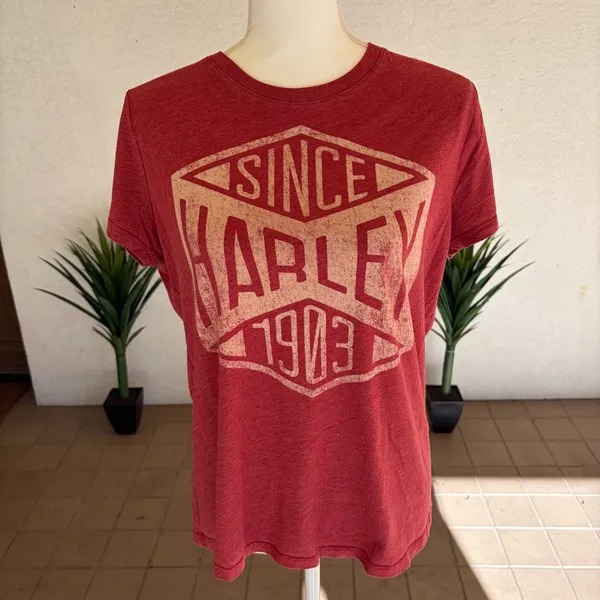 Harley Davidson Red Tee Shirt Size Large - Image 7