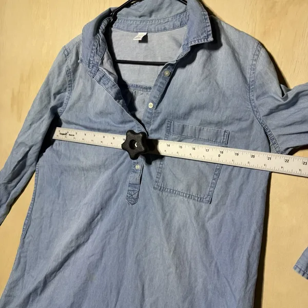 Old Navy Women's Chambray Shirt Dress Size L Blue Denim Look Long Sleeve - Image 5