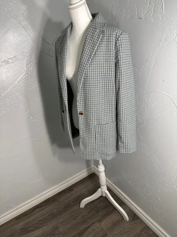 a new day Plaid Single-Button Blazer in Blue and Black. - Image 5