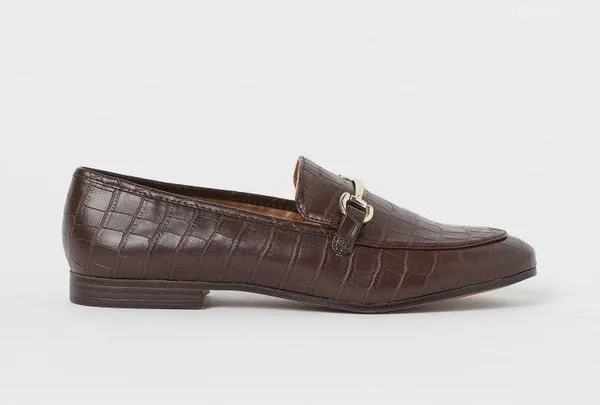 H&M Brown Crocodile Embossed Loafers - Image 2