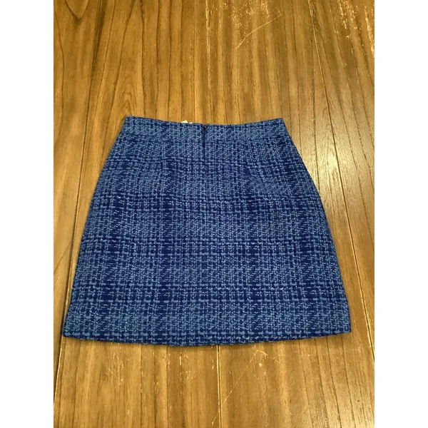 French Connection Azzurra Tweed Plaid Mini Skirt Blue NWT MSRP $98 size 2 - Image 6