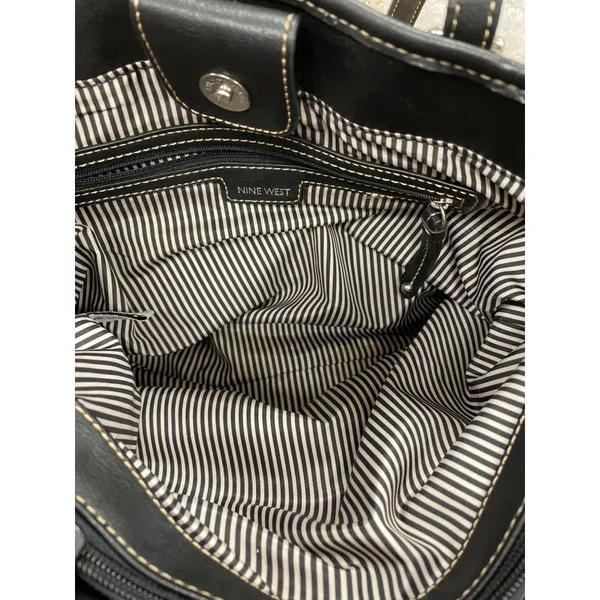 Nine West Womens Black and White Large Handbag Shoulder Bag SKU 1460 - Image 6