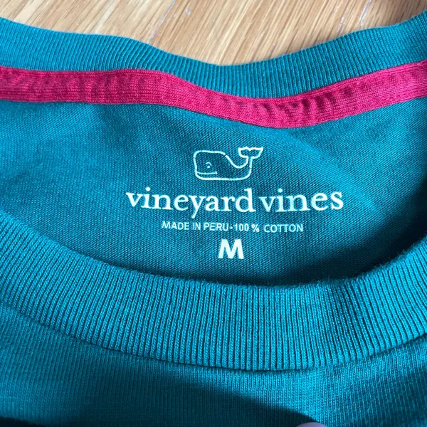 Vineyard Vines Men’s Long Sleeve Pocket T-Shirt Green Whale Logo 100% Cotton M - Image 3