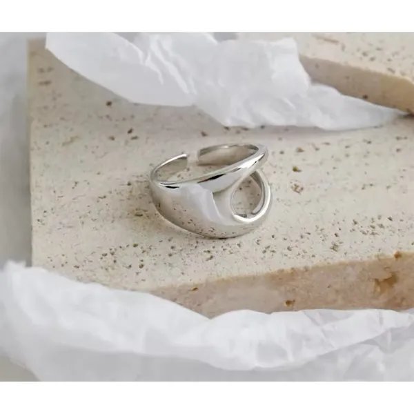 Boutique NEW‎ UNIQUE SILVER ABSTRACT RING, OPEN RING, SILVER ADJUSTABLE RING, UNISEX RING - Image 6