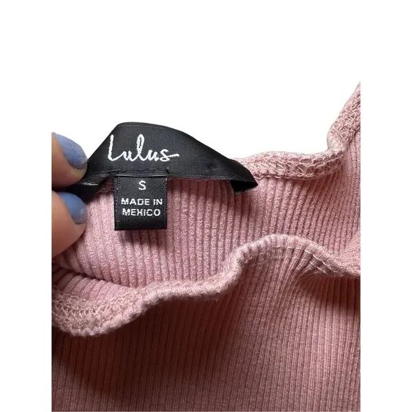 Lulu’s Pink Ribbed Crop‎ Tank Top Sz S - Image 3