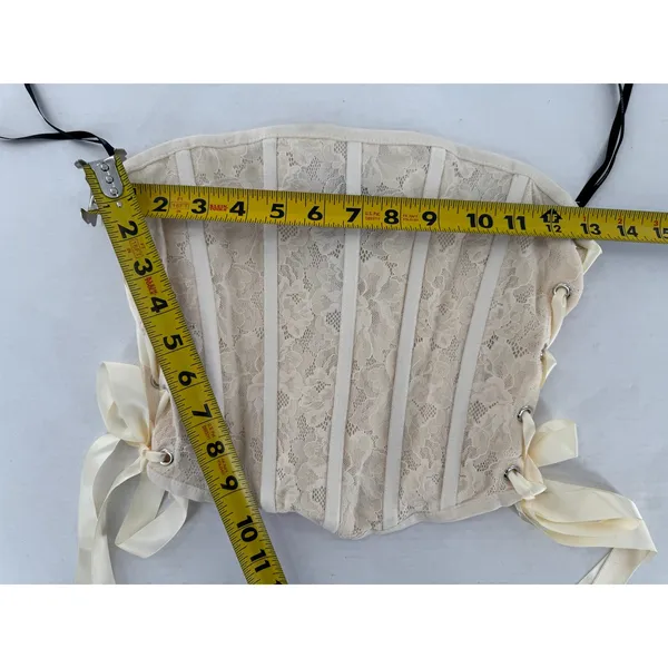 Forever 21 Ivory Lace Corset Bustier Lace Up Ribbon Coquette Y2K Romantic Fairy - Image 4