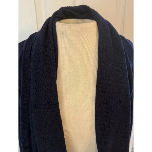 Lilly Pulitzer Cardigan Sz Small Navy Blue Shawl Collar Long Open‎ Front Casual - Image 3