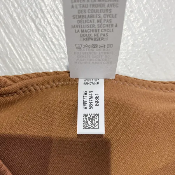 New Aerie Offline Ribbed Plunge Double Strap Mesh Back Sports Bra Brown Size Small - Image 17