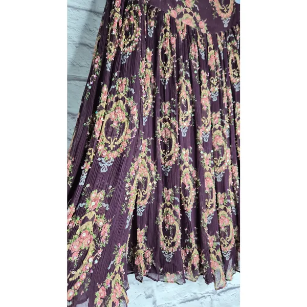 Vtg INC International Concepts 100% Silk Beaded Floral Skirt Size 12 Whimsigoth - Image 6