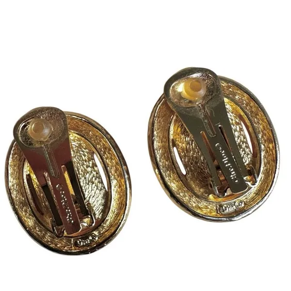 Vintage Christian Dior Amber Glass Clip-On Earrings - Image 2