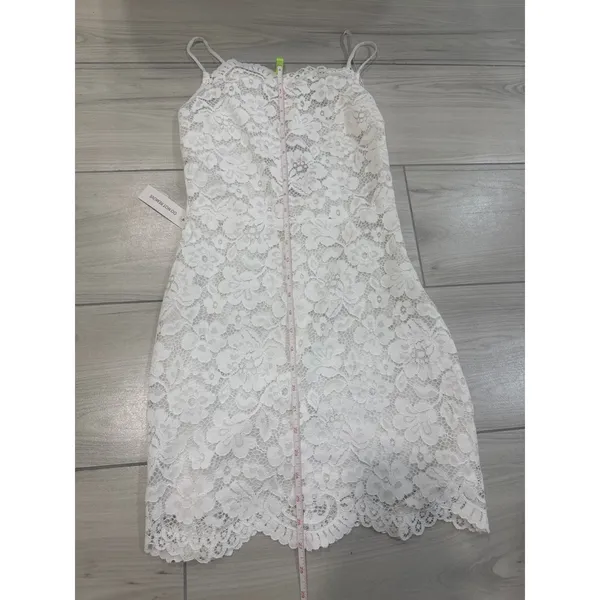 For Love & Lemons White Lace Mini Dress Spaghetti Strap Deep V Back XS NWT - Image 5
