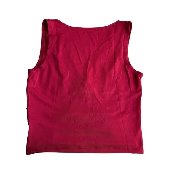 Cider Women's‎ Size S Lace Tank Top Burgundy Red Plunge Neck Y2K Euro Crop - Image 4