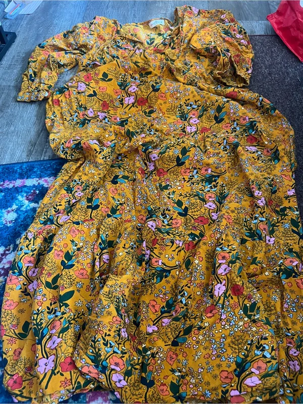 Natural Life Phoebe Maxi Dress Gold Yellow Boho Floral Women’s M oversized - Image 11