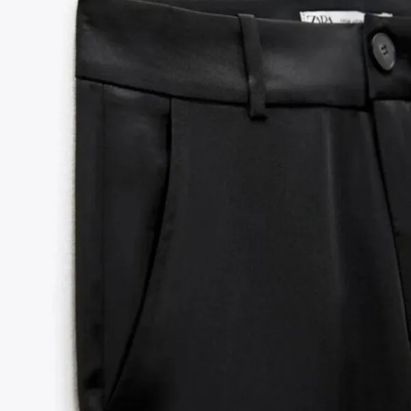 ZARA Satin Cargo Pants Black - Image 3