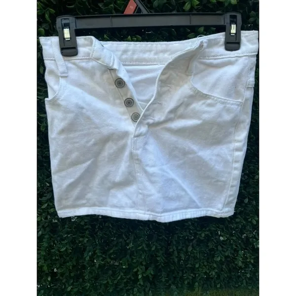 J. Galt Womens White Denim Mini‎ Skirt Button Fly 100% Cotton Size XS - Image 3