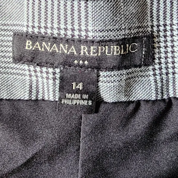 Banana Republic Womens Glen Plaid Grey A-Line Academia‎ Preppy Belted Skirt 14 - Image 2