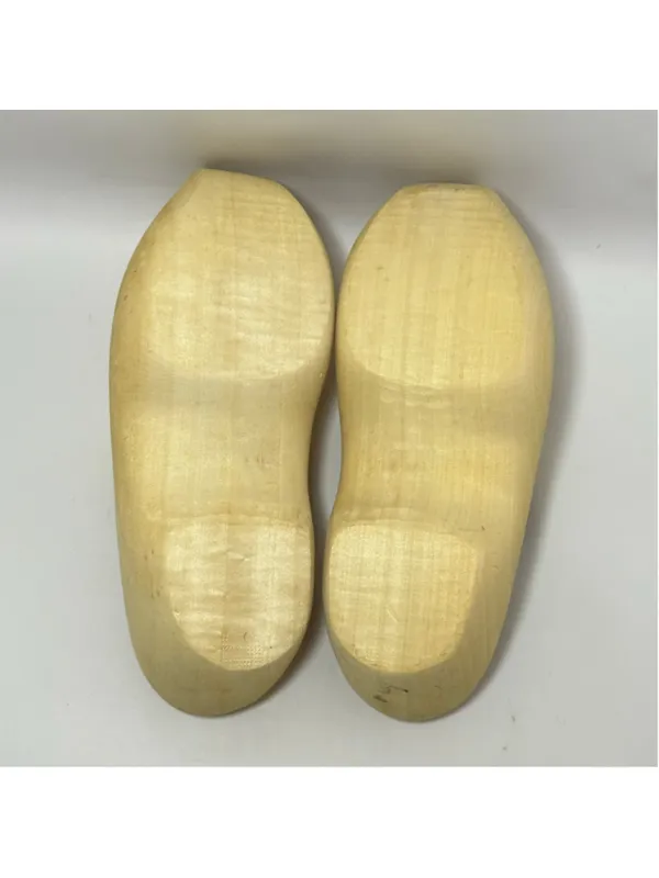 Dutch Holland Handmade Traditional Plain Solid Wood Wooden Clog Shoes Size 39 - Image 8
