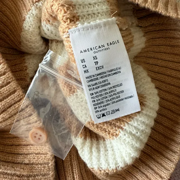 American Eagle Striped Polo Henley Sweater Size XS NWOT - Image 9