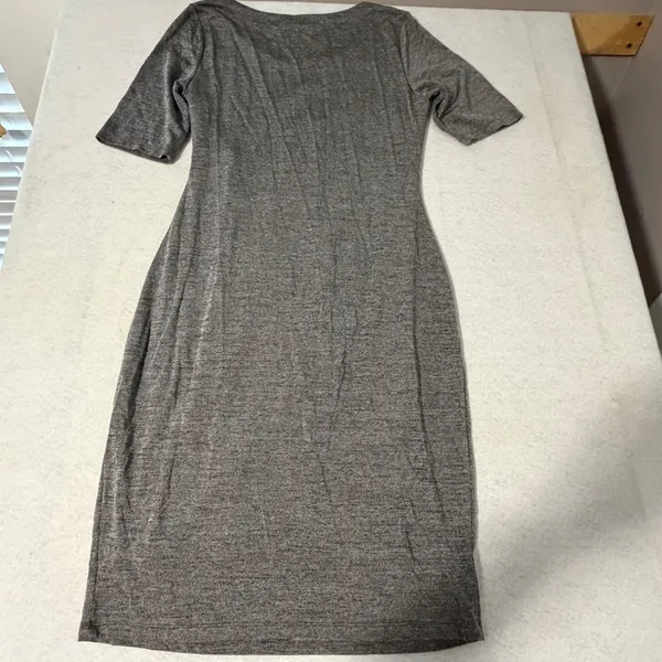 A Pea in the Pod Maternity Gray Heathered Side Ruched Sheath Dress Medium - Image 5