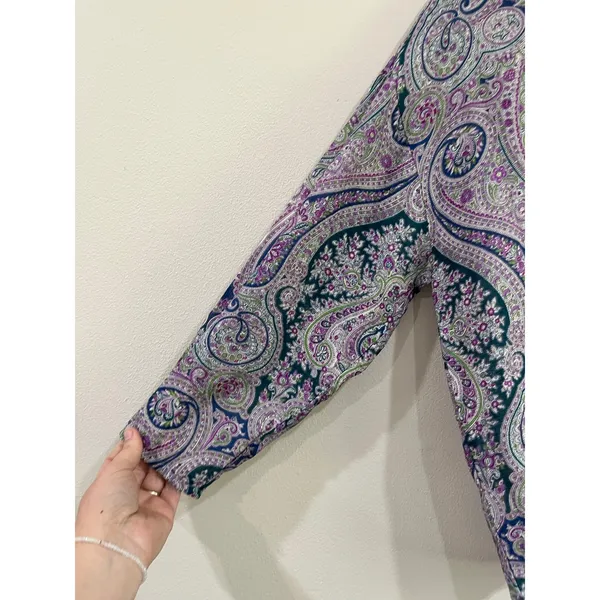 Mango Purple Blue Paisley Boho Lightweight Relaxed Blouse Top Size‎ 6 - Image 7