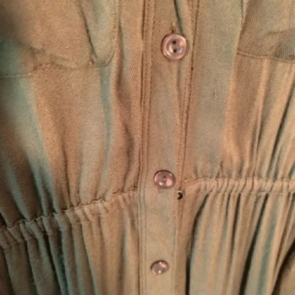 BDG‎ Women's Size XS Shirt Dress Button Down Dark Green Roll Tab Sleeves - Image 5