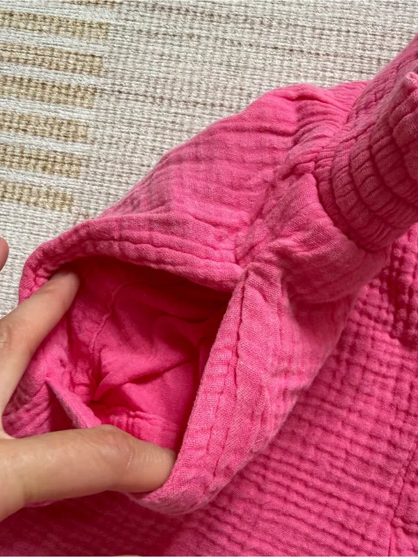 Aerie Women’s Pink Gauze 100% Cotton Pull-On Shorts Pockets size XSmall NEW - Image 3