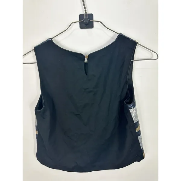 Lucy‎ Paris Sequin Crop Top Gold Silver Navy Striped Party Glam Y2K Size Medium - Image 3