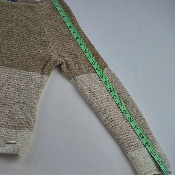 Abercrombie & Fitch‎ Women's Color Block Boat Neck Sweater Tan Brown Size Medium - Image 8