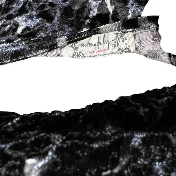 Free People‎ Virgo Moon Velvet Slip Minidress Gray Black Leopard Size Medium - Image 12