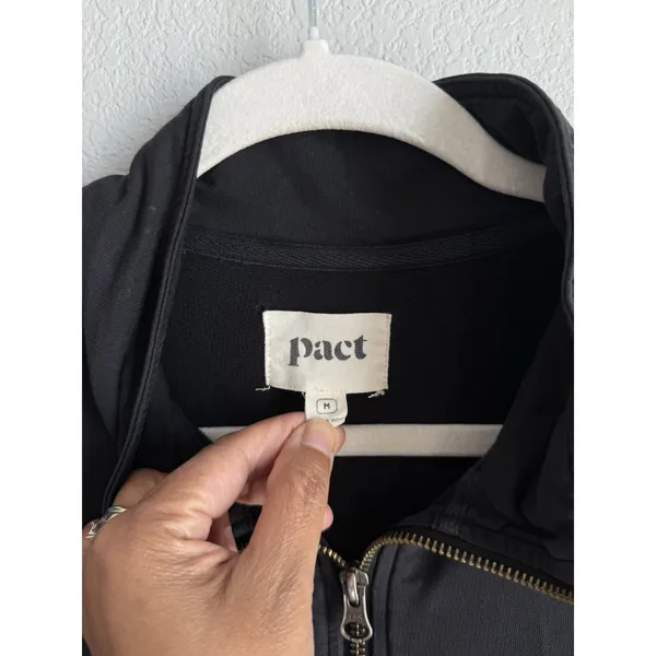 Pact Women Essential 1/4 Zip Pullover Sweatshirt Black Size M Organic Athleisure - Image 5