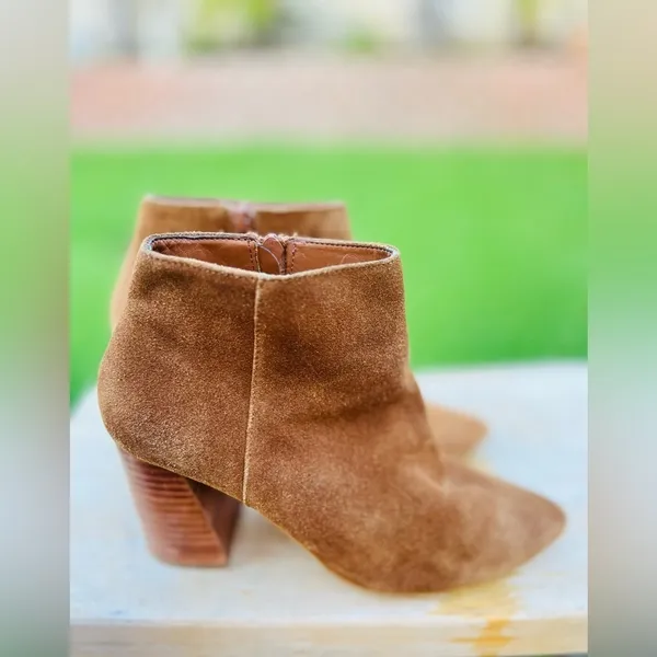 Steve Madden Idonia Boots Womens Size 9 Brown Cognac Suede Ankle Block Heel - Image 12