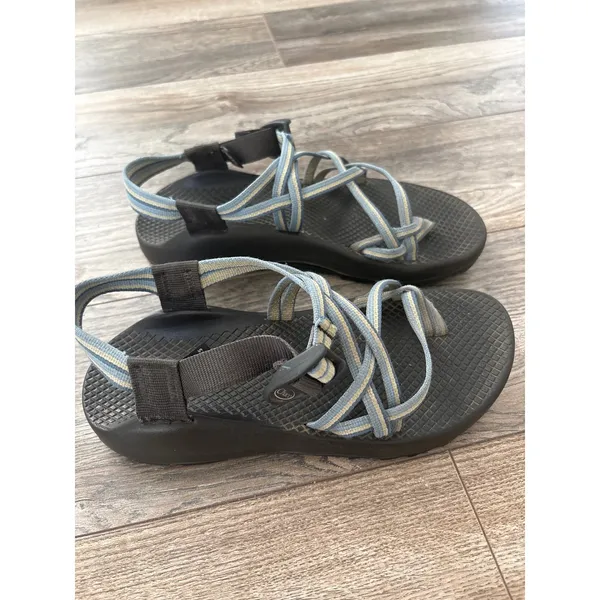 Chaco Z/Cloud 2 Sandals Womens Blue Tan Double Strap Toe Loop Vibram Sole - Image 2