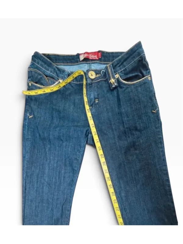 VINTAGE Y2K Apple Bottoms Dark Wash Flare Jeans Gold Hardware Size 7/8 Retro - Image 7