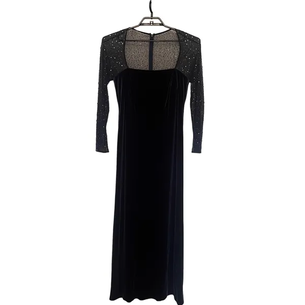 JS Boutique Y2K Velvet Beaded Sheer Formal Dress 12 Whimsigoth Dark Romantic - Image 15
