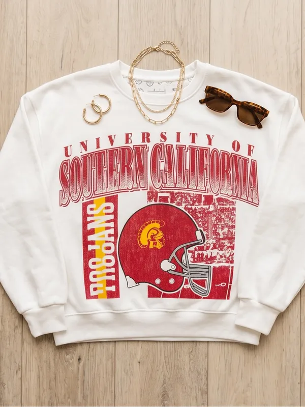 Pressbox White & Red USC Southern California Graphic Sweatshirt - Women - Image 3