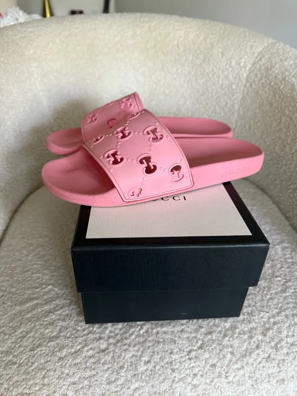 Pink Gucci Slides - Image 3
