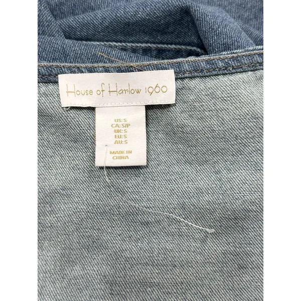 House of Harlow 1960 Women’s Denim Halter Mini Dress Backless Y2K Blue Size S - Image 10