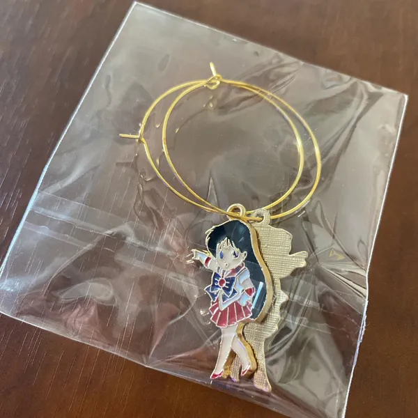 Handmade Sailor Moon Mars Kawaii Hoop Earrings - Image 3
