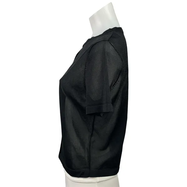 Zara Women's Black Short Sleeve Sheer Mesh Button Down Blouse Shirt Top Size M - Image 2