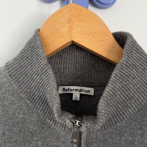 Reformation Large Esti Cashmere Sweater Vest Moto‎ Stripe Grey Fall Winter Ski - Image 4