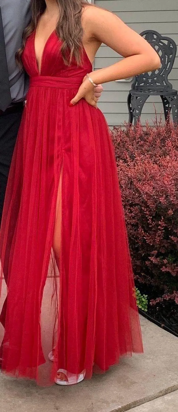 Windsor Red Silk Prom / Formal Dress - Image 4