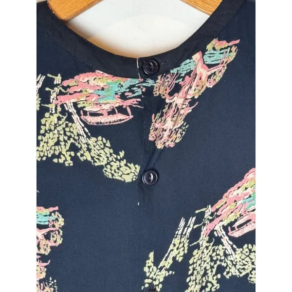 Neuw Dress Women Medium‎ Black Oriental Print Sleeveless Button Back Maze Mini - Image 7