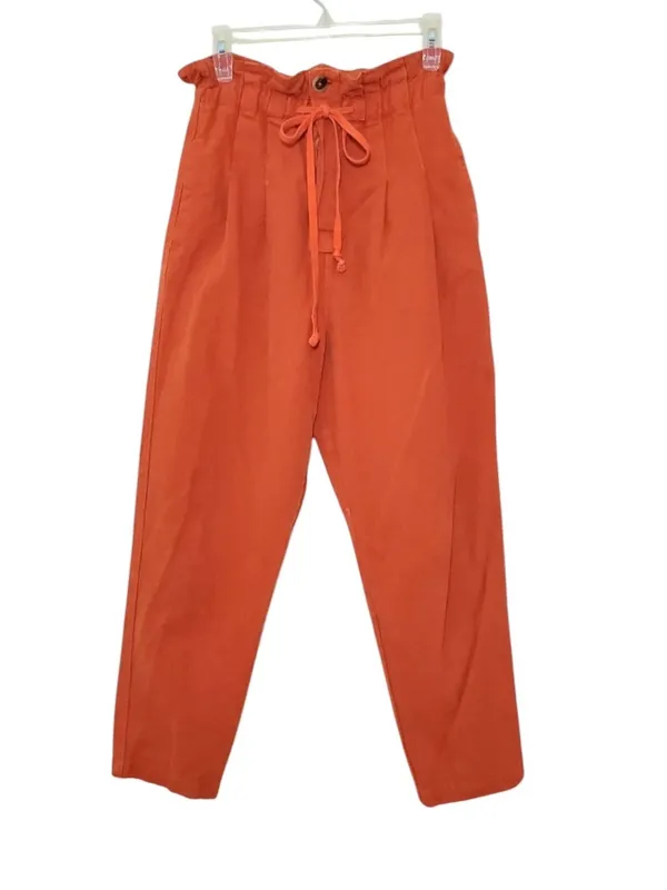 Free People Margate Pleated Trouser Pants Bird of Paradise Orange Size S - Image 6