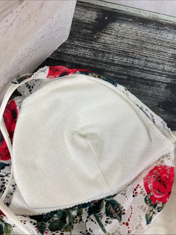 Rue 21 True Ivory Floral Print Padded Bralette Bra Top L - Image 4