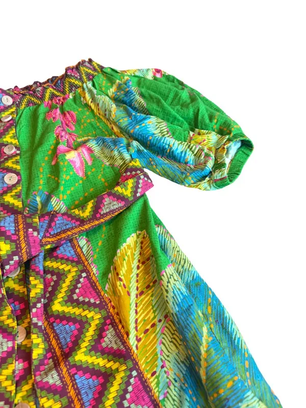 Farm Rio Banana Leaves Off-the-Shoulder Midi Dress Bright Colorful Size Small - Image 9