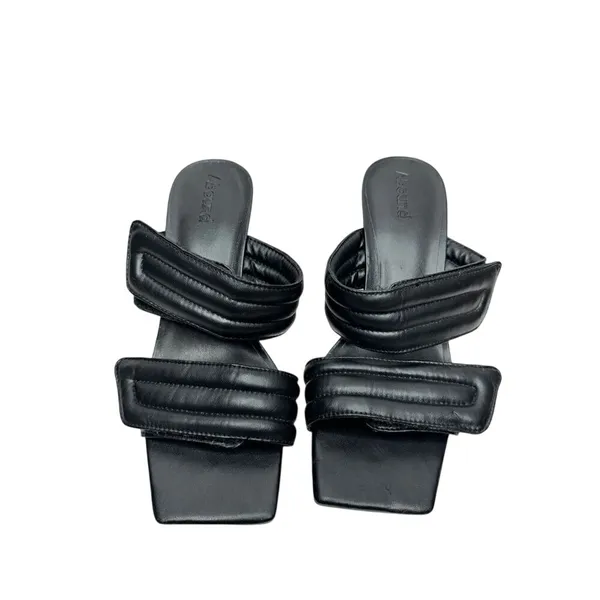 Abound Black Quilted Padded Square Toe Flared Kitten Heel‎ Slide Sandals Size 7M - Image 4