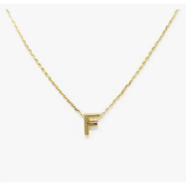Boutique NEW Women's Letter F Dainty 14k Gold‎ Filled Block Necklace, 16-18” - Image 3