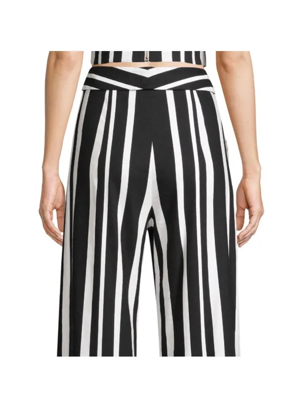 Alice and Olivia Umbrella Stripe Linen Wide Leg Pants Size 2 - Image 4