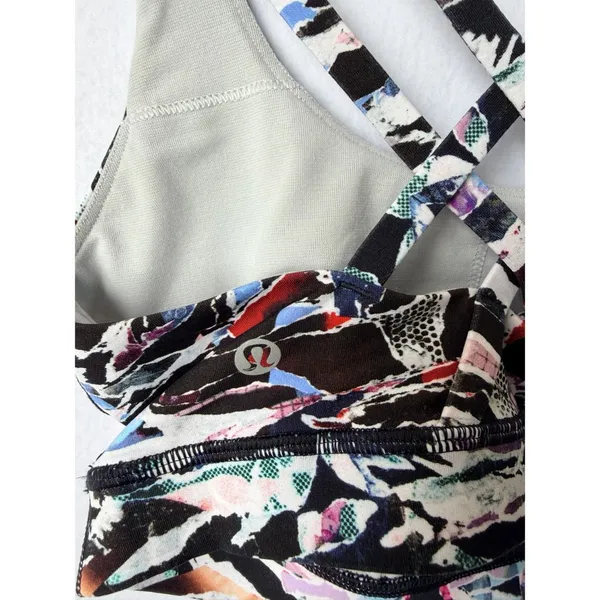 Lululemon Size 6 Multicolor Energy Bra Longline Strappy Sports Bra With Crisscro - Image 5